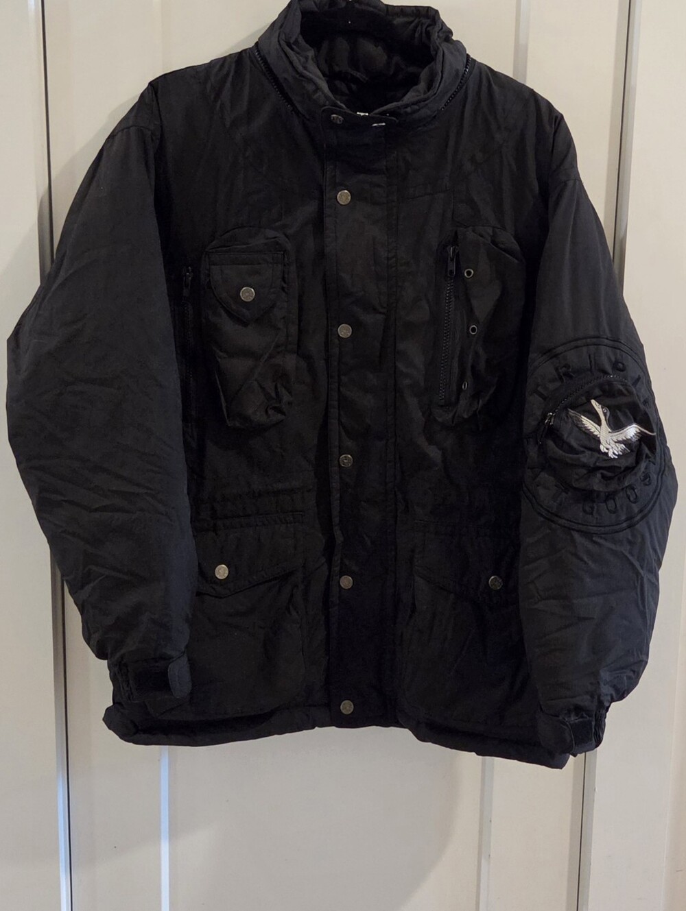 Vintage Triple F.A.T. Goose Down Full-Zip Parka Jacket - Black & White - Large